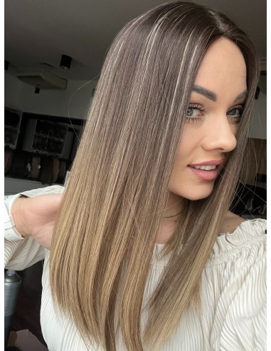 BAJA 45 CM- Peruka z włosów naturalnych   "S" PREMIUM -Mikroskóra