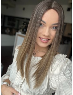 BAJA 45 CM- Peruka z włosów naturalnych   "S" PREMIUM -Mikroskóra 2