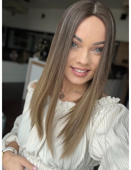 BAJA 45 CM- Peruka z włosów naturalnych   "S" PREMIUM -Mikroskóra