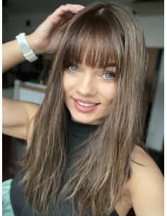 "SIA 45" PERUKA Z WŁOSÓW NATURALNYCH FALOWANYCH Z GRZYWKĄ"S/M"