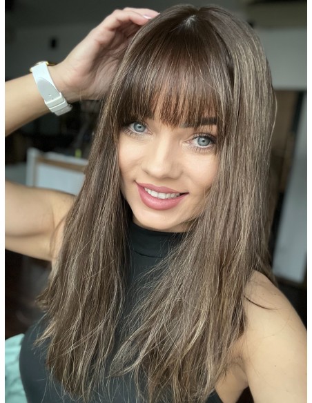 "SIA 45" PERUKA Z WŁOSÓW NATURALNYCH FALOWANYCH Z GRZYWKĄ"S/M"