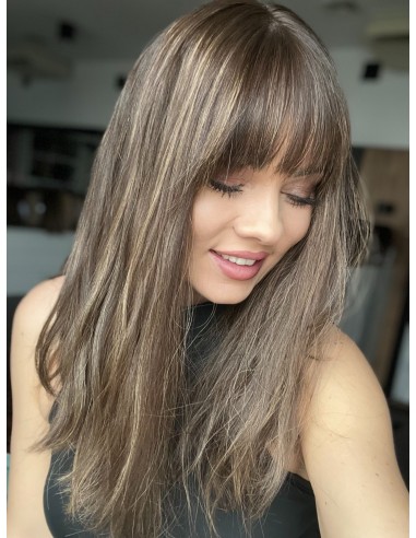 "SIA 45" PERUKA Z WŁOSÓW NATURALNYCH FALOWANYCH Z GRZYWKĄ"S/M"