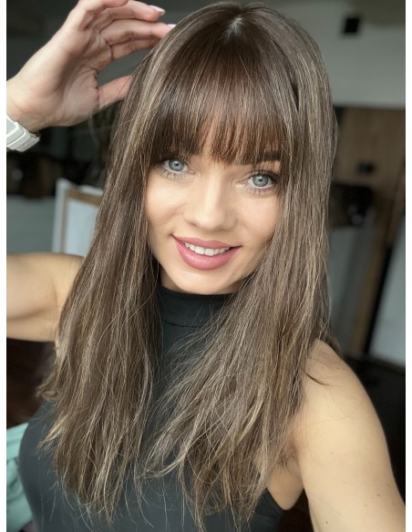 "SIA 45" PERUKA Z WŁOSÓW NATURALNYCH FALOWANYCH Z GRZYWKĄ"S/M"