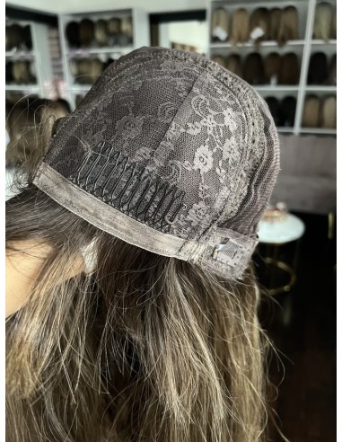 "SIA 45" PERUKA Z WŁOSÓW NATURALNYCH FALOWANYCH Z GRZYWKĄ"S/M"