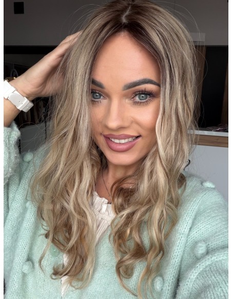 MILENA 50 CM DŁUGI TOPPER Z WŁOSÓW NATURALNYCH  KRĘCONYCH