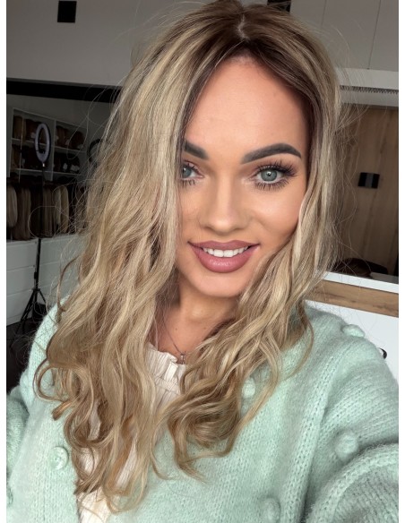 MILENA 50 CM DŁUGI TOPPER Z WŁOSÓW NATURALNYCH  KRĘCONYCH