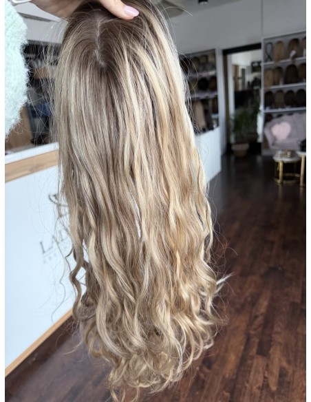 MILENA 50 CM DŁUGI TOPPER Z WŁOSÓW NATURALNYCH  KRĘCONYCH