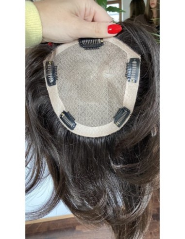 Nila silk top 45 cm z grzywką Hollywood-Topper z włosów naturalnych