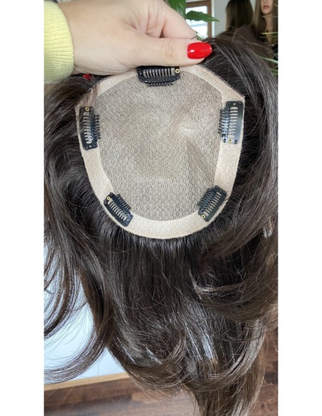 Nila silk top 45 cm z grzywką Hollywood-Topper z włosów naturalnych