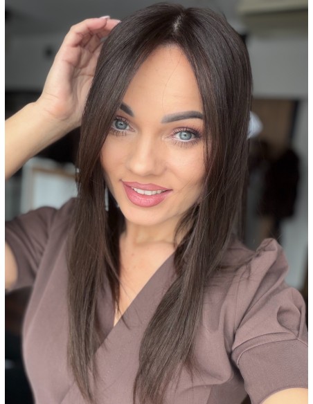 Nila silk top 45 cm z grzywką Hollywood-Topper z włosów naturalnych