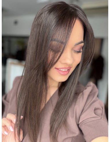 Nila silk top 45 cm z grzywką Hollywood-Topper z włosów naturalnych