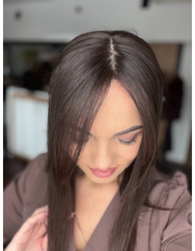 Nila silk top 45 cm z grzywką Hollywood-Topper z włosów naturalnych