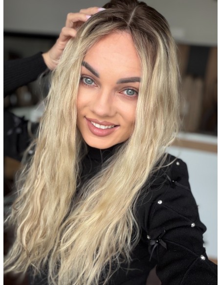 ANIA 60 CM PREMIUM-TOPPER Z WŁOSÓW NATURALNYCH FALOWANYCH