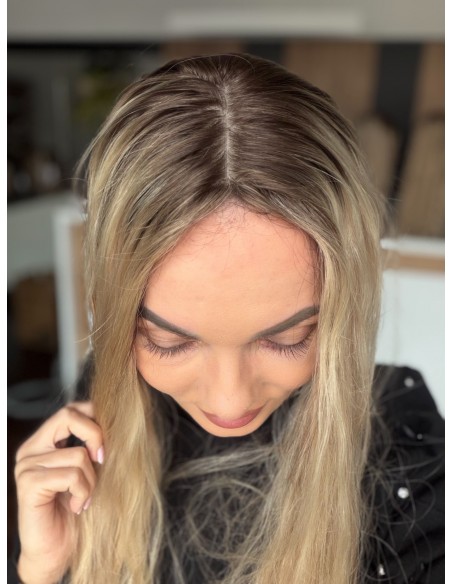 ANIA 60 CM PREMIUM-TOPPER Z WŁOSÓW NATURALNYCH FALOWANYCH