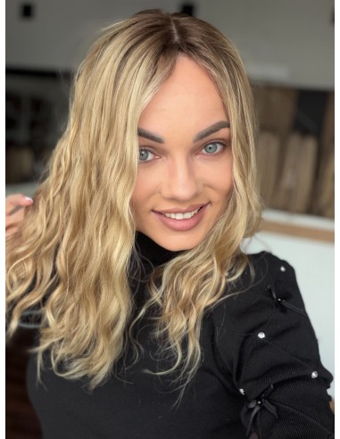 MILENA 40 CM  TOPPER Z WŁOSÓW NATURALNYCH  FALOWANYCH