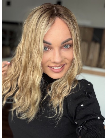 MILENA 40 CM  TOPPER Z WŁOSÓW NATURALNYCH  FALOWANYCH