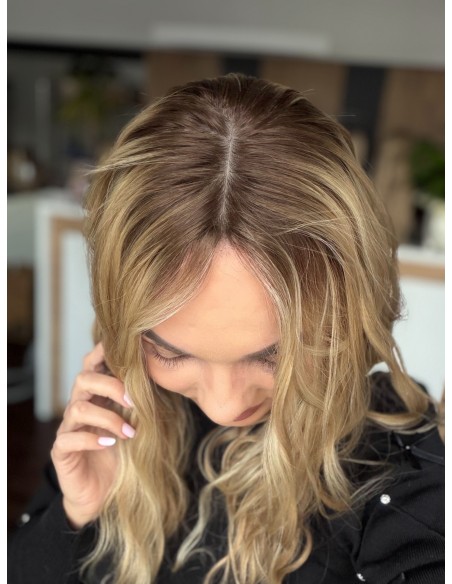 MILENA 40 CM  TOPPER Z WŁOSÓW NATURALNYCH  FALOWANYCH