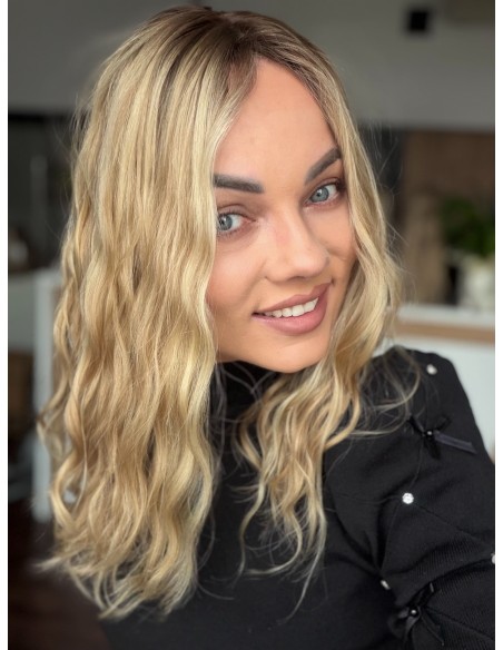 MILENA 40 CM  TOPPER Z WŁOSÓW NATURALNYCH  FALOWANYCH