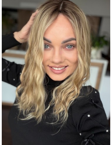 MILENA 40 CM  TOPPER Z WŁOSÓW NATURALNYCH  FALOWANYCH