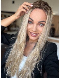 ANIA 60 CM PREMIUM-TOPPER Z WŁOSÓW NATURALNYCH FALOWANYCH