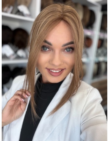 Grzywka/mini topper  z włosów naturalnych T4 baleyage blond 35 cm