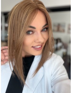 Grzywka/mini topper  z włosów naturalnych T4 baleyage blond 35 cm 2