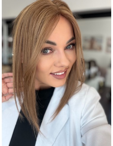 Grzywka/mini topper  z włosów naturalnych T4 baleyage blond 35 cm