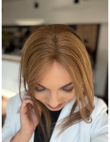 Grzywka/mini topper  z włosów naturalnych T4 baleyage blond 35 cm