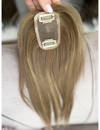 Grzywka/mini topper  z włosów naturalnych T4 baleyage blond 35 cm