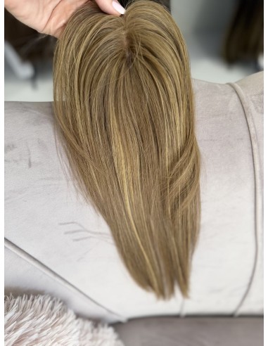 Grzywka/mini topper  z włosów naturalnych T4 baleyage blond 35 cm