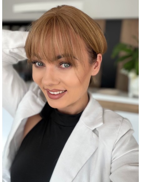 Grzywka/mini topper  z włosów naturalnych T4 baleyage blond 35 cm