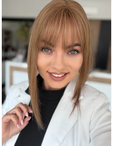 Grzywka/mini topper  z włosów naturalnych T4 baleyage blond 35 cm