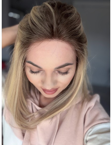 ANIA 35 CM S  LACE FRONT PERUKA Z WŁOSÓW NATURALNYCH  PREMIUM