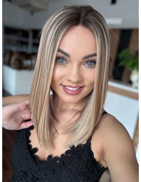 MILENA 35 CM  LACE TOP "S"-PERUKA Z WŁOSÓW NATURALNYCH  PREMIUM