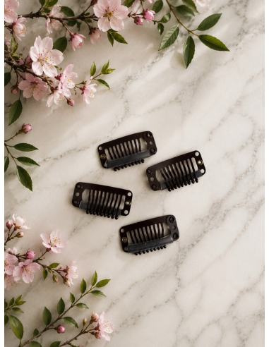 Spinki clip-in  4 sztuki-brązowe