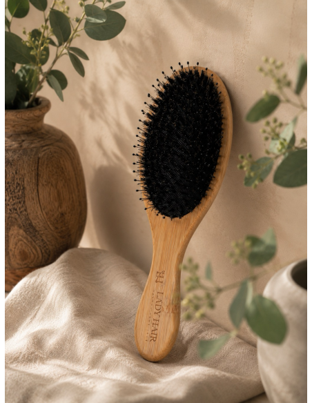 Szczotka do peruk i topperów  z włosów naturalnych z naturalnego bambusa z włosia dzika Lady Hair