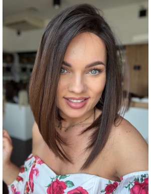 KASIA 35 CM"M"-PERUKA SILK TOP Z WŁOSÓW NATURALNYCH PREMIUM  VIRGIN