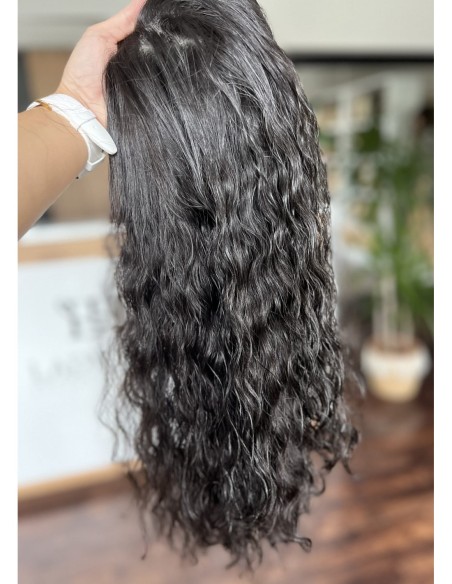 Ina 40 cm z grzywką Topper z włosów naturalnych kręconych