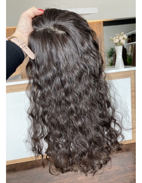 Ina 40 cm z grzywką Topper z włosów naturalnych kręconych