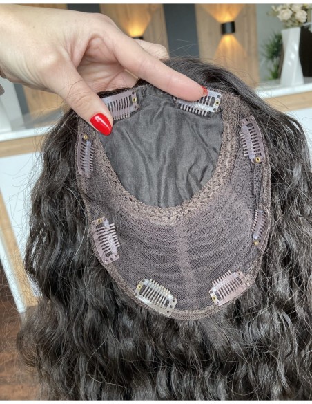 Ina 40 cm z grzywką Topper z włosów naturalnych kręconych