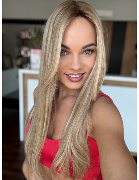 VANESSA 60 CM "DŁUGI TOPPER Z WŁOSÓW NATURALNYCH Z GRZYWKĄ HOLLYWOOD