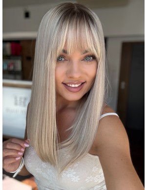 ANIA 45 CM Z GRZYWKĄ "S LACE FRONT "+MIKROSKÓRA-PERUKA Z WŁOSÓW NATURALNYCH PREMIUM