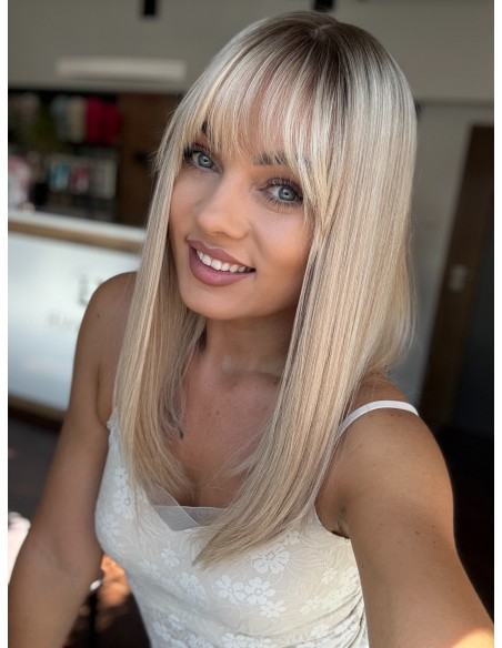 ANIA 45 CM Z GRZYWKĄ "S LACE FRONT "+MIKROSKÓRA-PERUKA Z WŁOSÓW NATURALNYCH PREMIUM