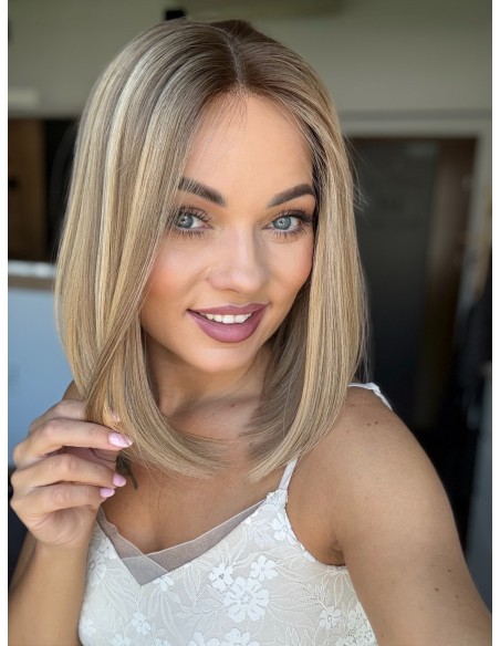 MILENA 35 CM LACE TOP "M" PERUKA Z WŁOSÓW NATURALNYCH  PREMIUM