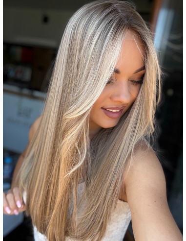MILENA 55 CM "M" LACE FRONT+MIKROSKÓRA DŁUGA PERUKA Z WŁOSÓW NATURALNYCH PREMIUM