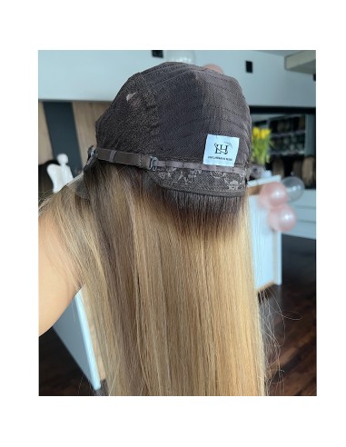MILENA 50 CM "M" LACE FRONT +MIKROSKÓRA DŁUGA PERUKA Z WŁOSÓW NATURALNYCH  PREMIUM