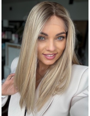 ANIA 45 CM "S"LACE FRONT +MIKROSKÓRA-PERUKA  Z WŁOSÓW NATURALNYCH PREMIUM 2
