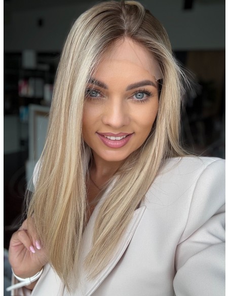 ANIA 45 CM "S"LACE FRONT +MIKROSKÓRA-PERUKA  Z WŁOSÓW NATURALNYCH PREMIUM