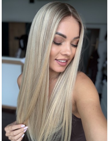 ANIA 55 CM "S" LACE FRONT+ MIKROSKÓRA-PERUKA LACE FRONT  Z WŁOSÓW NATURALNYCH PREMIUN