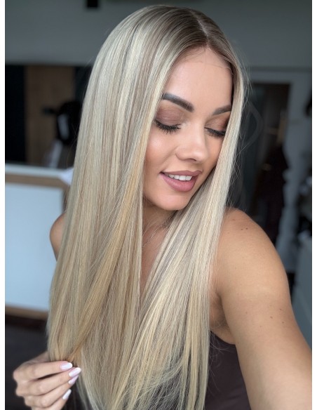 ANIA 55 CM "S" LACE FRONT+ MIKROSKÓRA-PERUKA LACE FRONT  Z WŁOSÓW NATURALNYCH PREMIUN